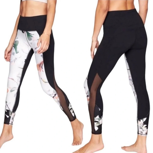 Athleta Powervita High Waist Blossom Intuition Floral Mesh Leggings 7/8 small - Picture 2 of 13